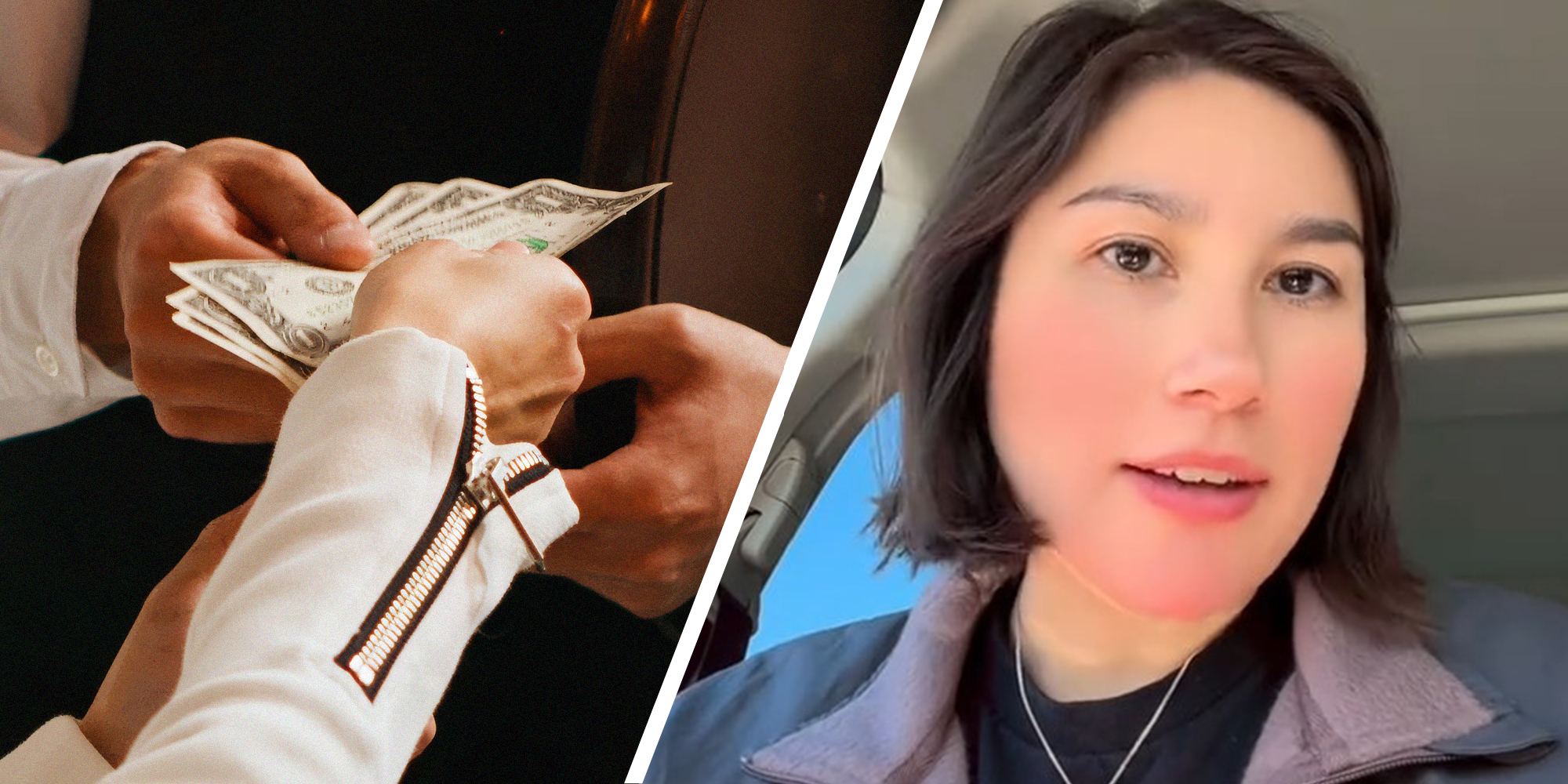 Person giving tip(l) woman shares reasons to give a tip(r)