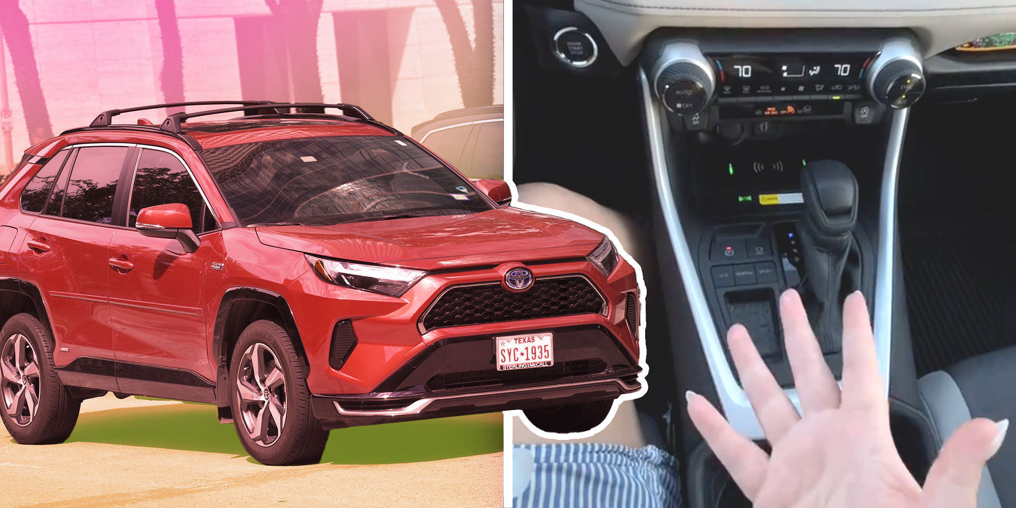 Photo of a Toyota RAV4; Screenshot from @scallopmoon_'s Tiktok of a RAV4 console