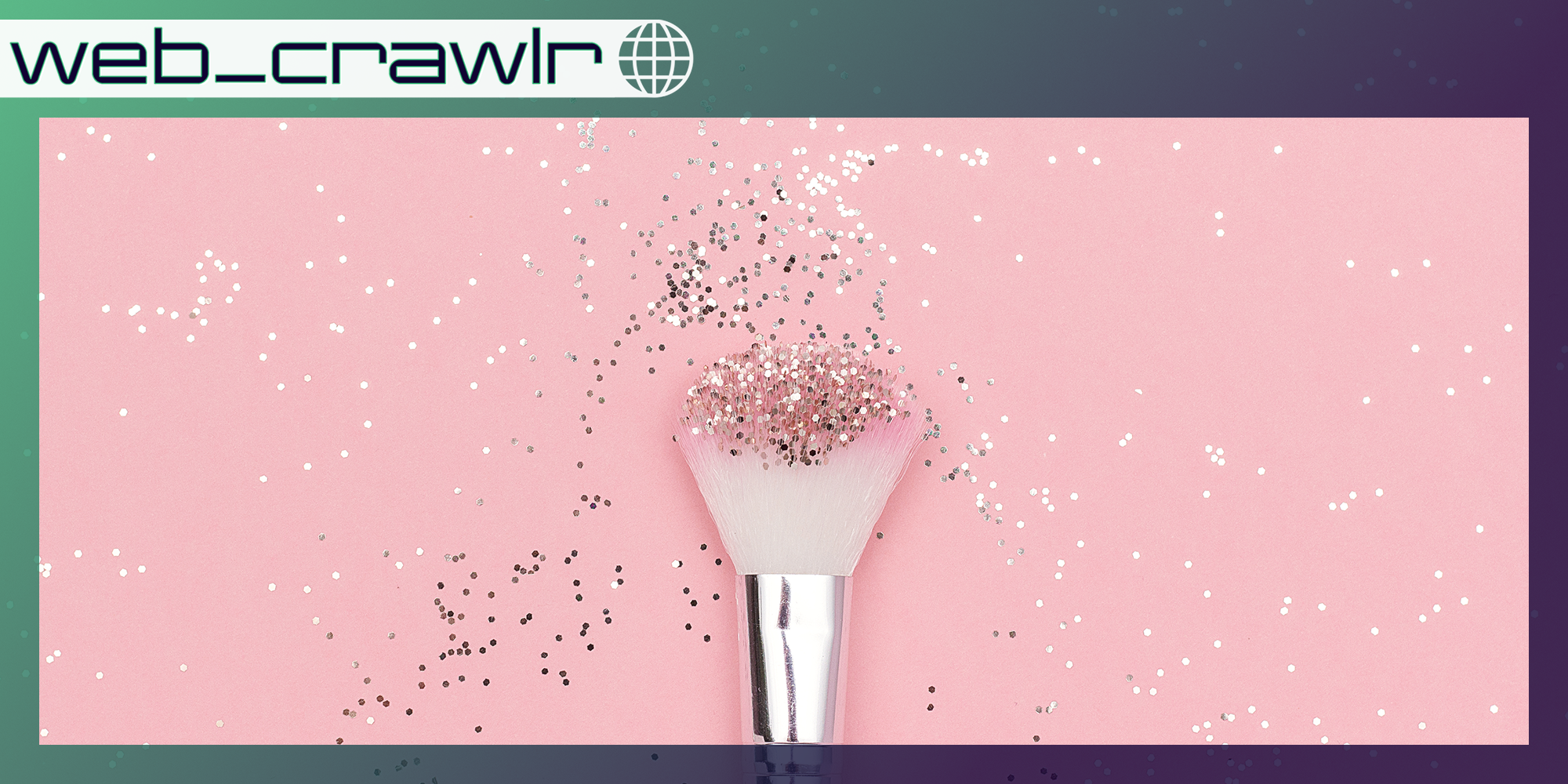 A makeup brush with glitter on it. The Daily Dot newsletter web_crawlr logo is in the top left corner.