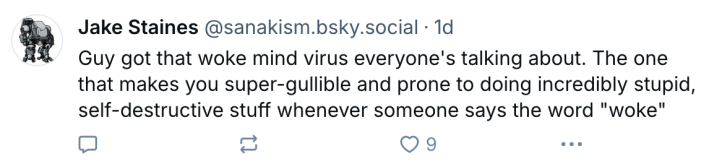 AITA woke chili reaction, text reads, "Guy got that woke mind virus everyone's talking about. The one that makes you super-gullible and prone to doing incredibly stupid, self-destructive stuff whenever someone says the word 'woke'"