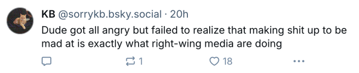 AITA woke chili reaction, text reads, "Dude got all angry but failed to realize that making sh*t up to be mad at is exactly what right-wing media are doing"