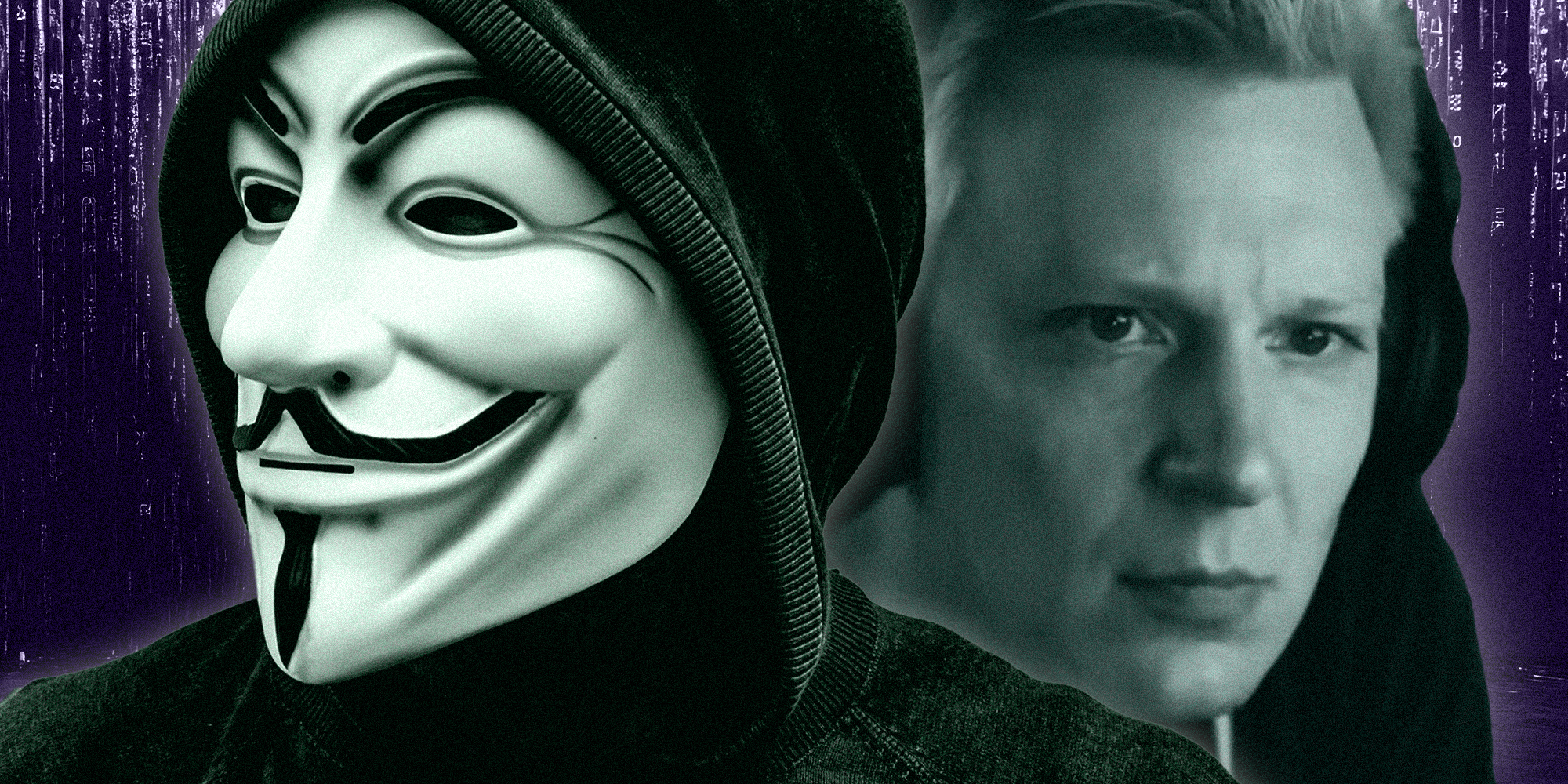 Person wearing Anon Mask(l) Aubrey Cottle(r)