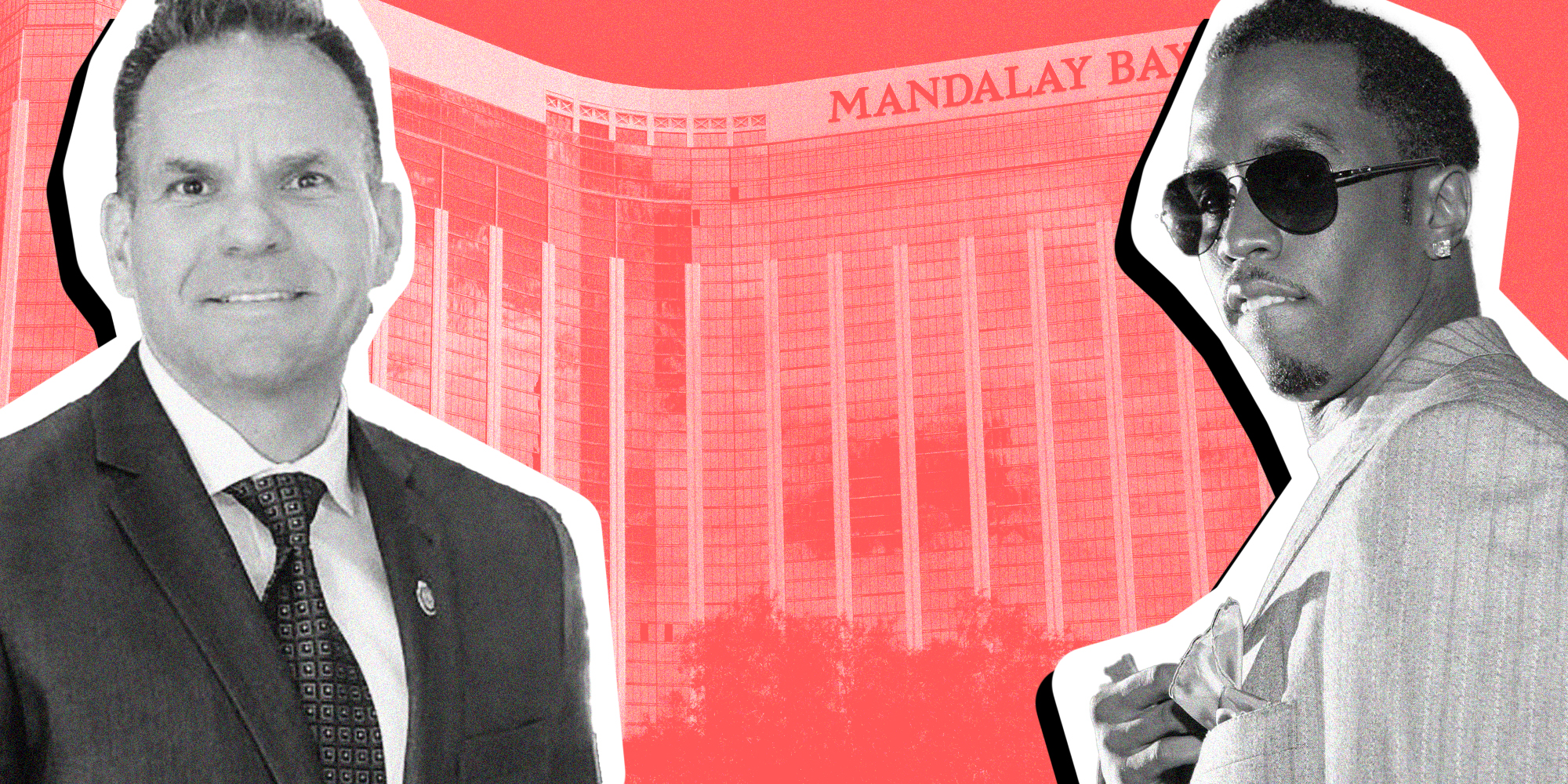 John Pelletier and P Diddy in front of Mandalay Bay hotel