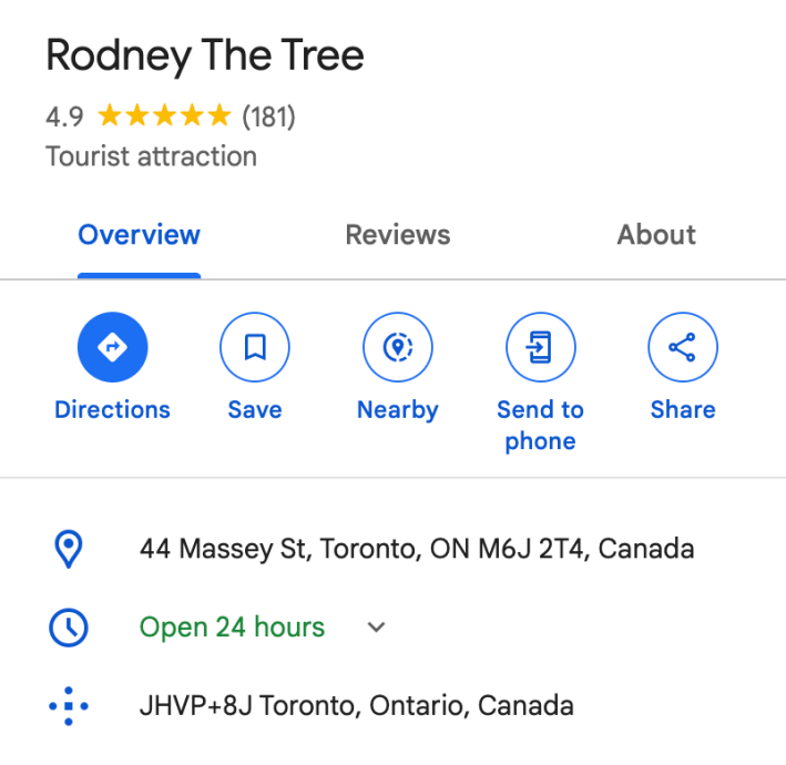 Rodney the Tree tourist attraction