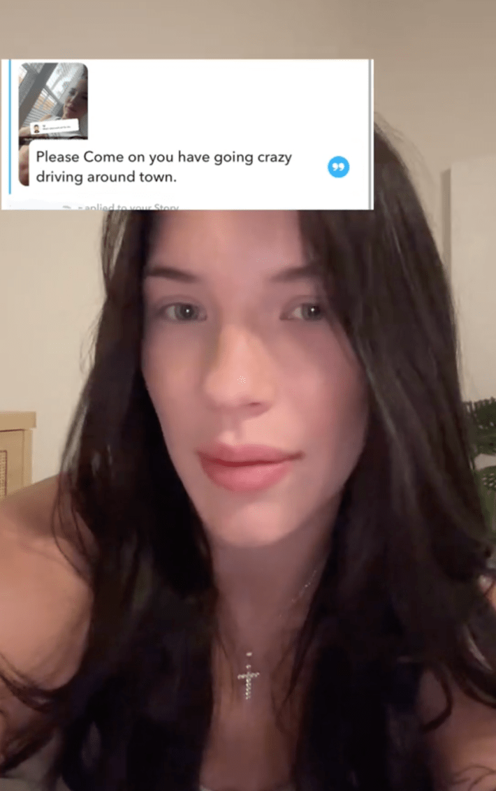 A stalker angry at his victim after she blocked him, sending her a snapchat message about "going crazy"