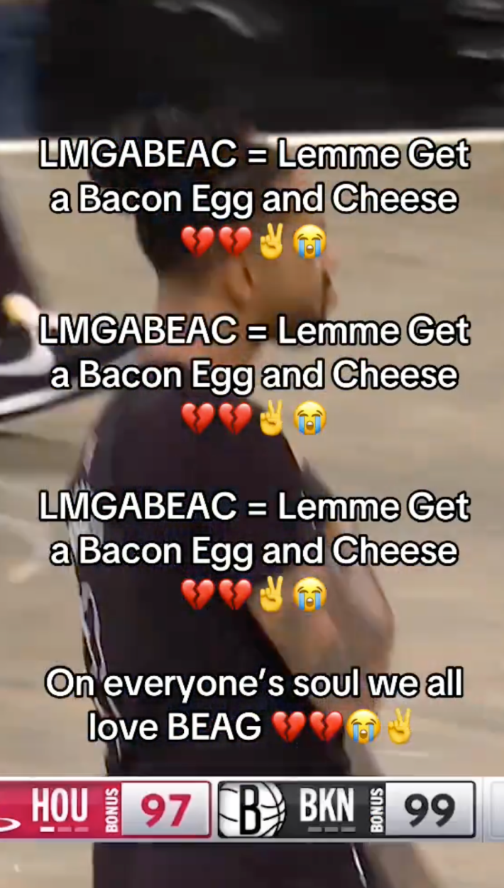 Brooklyn Nets embracing Bacon Egg and Cheese on their TikTok page