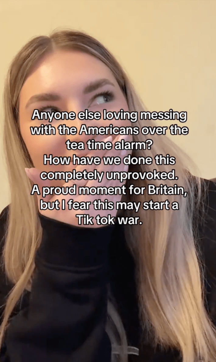 A british person messing with Americans who think the tea alarm is real