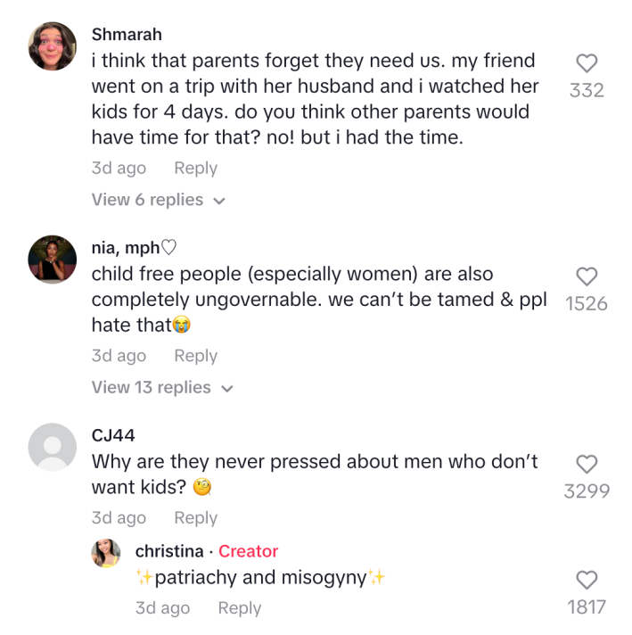 Reactions to a video about childless women