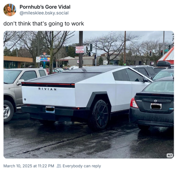 Screenshot of discussion about rivian cybertruck