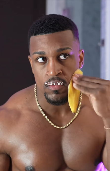 Screenshot from a TikTok video about the ashton hall morning routine