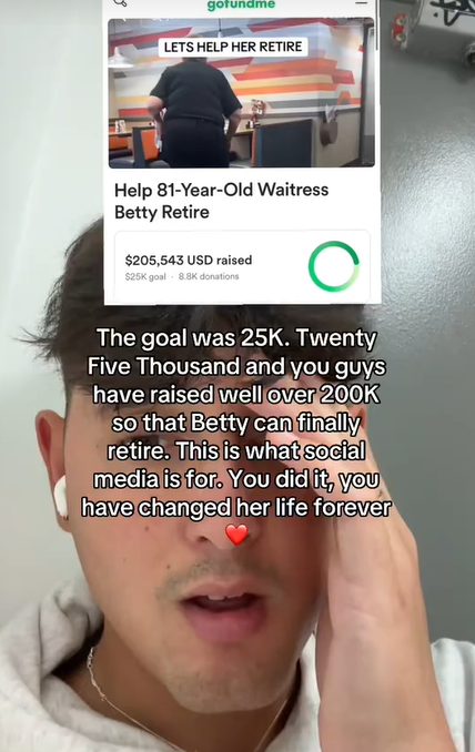 Screenshot from a TikTok discussion about betty the waitress gofundme