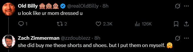 Screenshot from X conversation about date outfit rejection goober