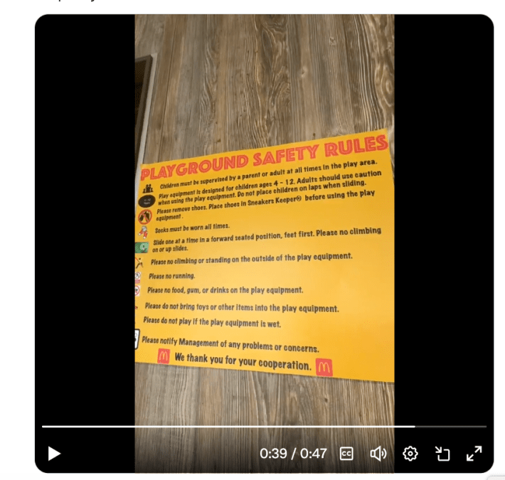 Screenshot of an X post about the depressing mcdonalds playplace