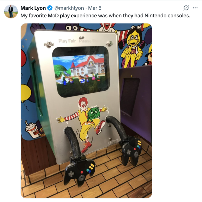 Screenshot of an X post about the depressing mcdonalds playplace