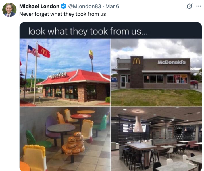 Screenshot of an X post about the depressing mcdonalds playplace