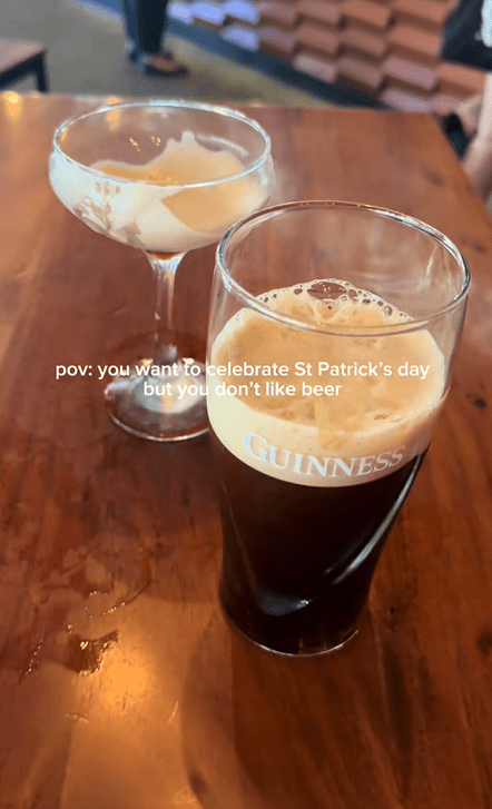 Screenshot from TikTok of discussion about espresso martini guinness