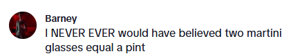 Screenshot from TikTok of discussion about espresso martini guinness