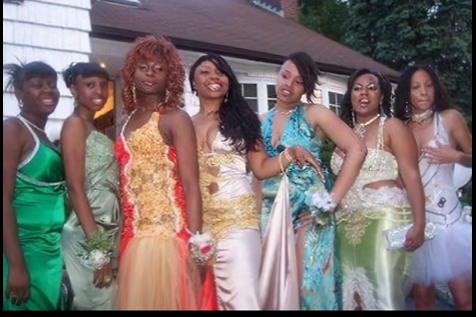 Screenshot from a TikTok video showing millennial prom dress