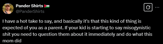 Screenshot from an X post discussing a woman's de-pilled red pill son