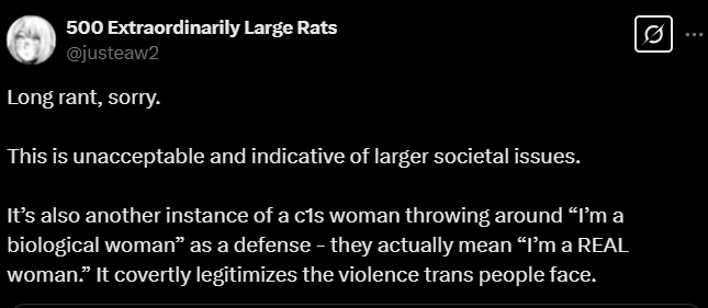 Screenshot from an X post about walmart bathroom fired trans 12