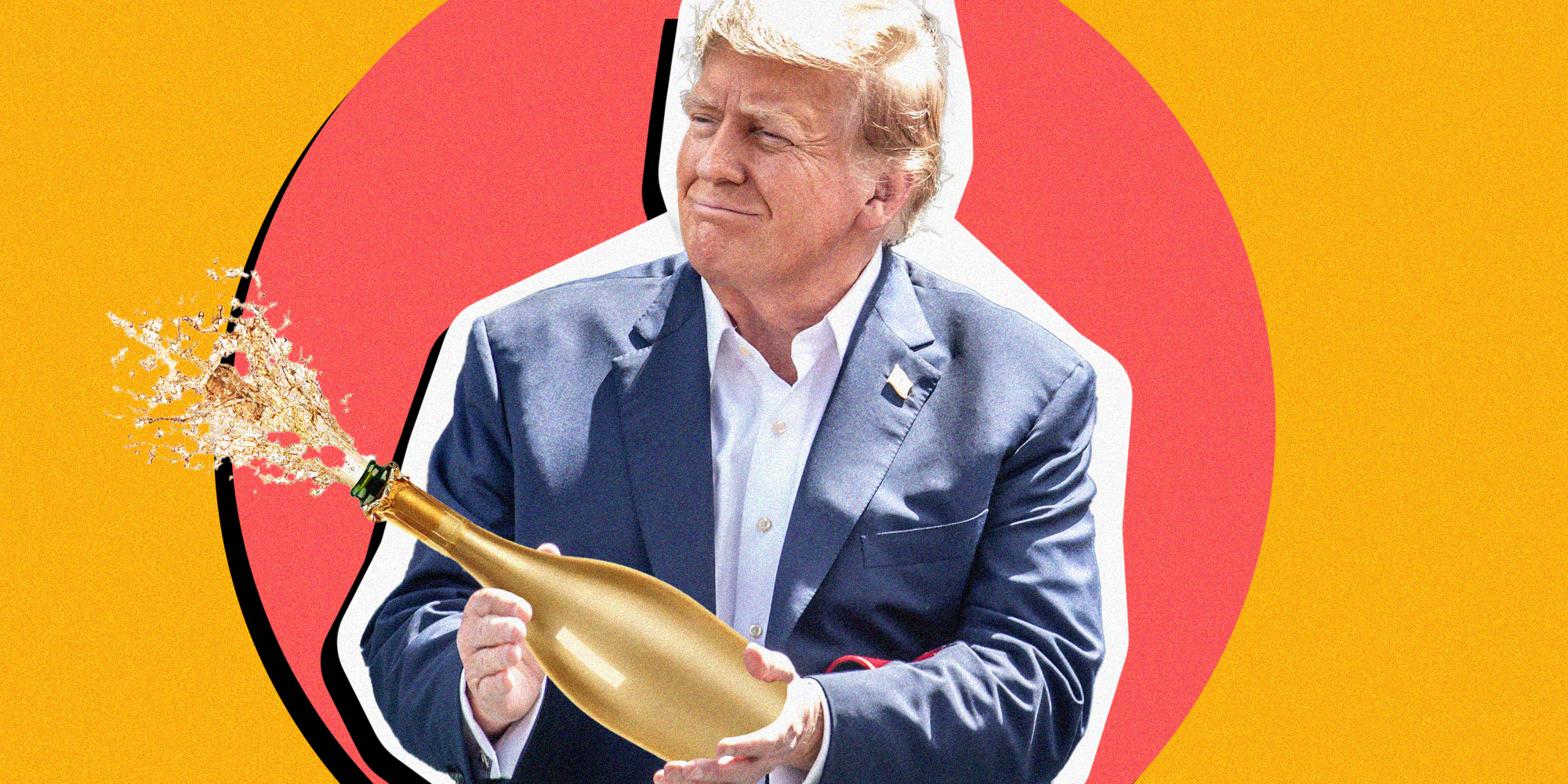 Donald Trump holding champagne bottle