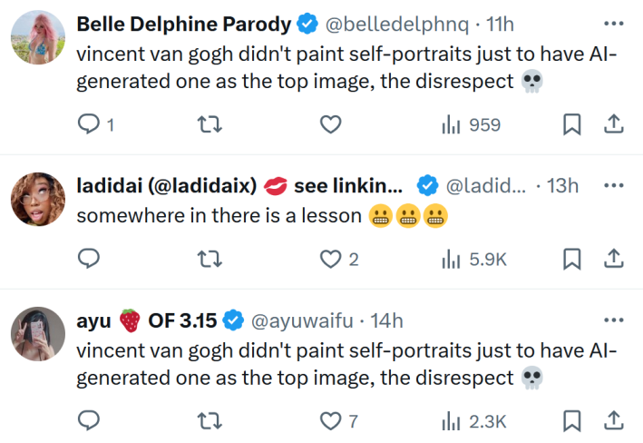 Three Twitter comments with two reading "