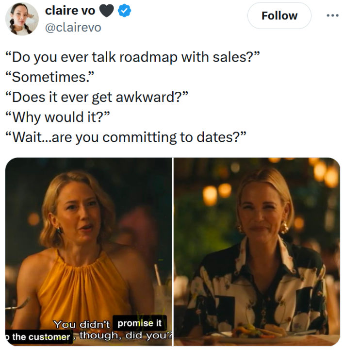 Coming Out As A Trump Voter meme about committing to dates with customers.