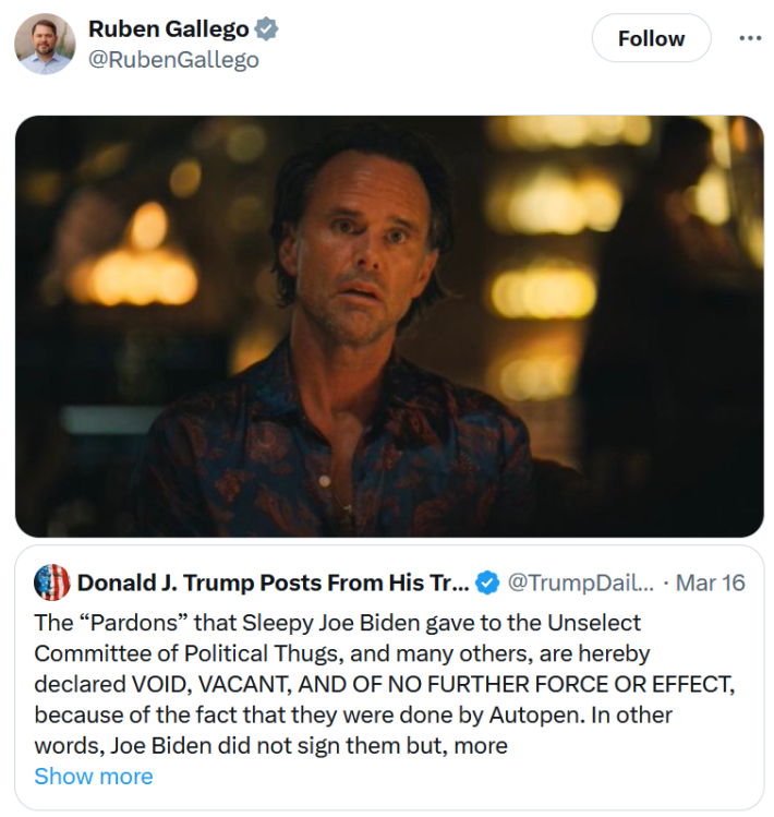 Gagged Goggins meme in response to a Donald Trump post.