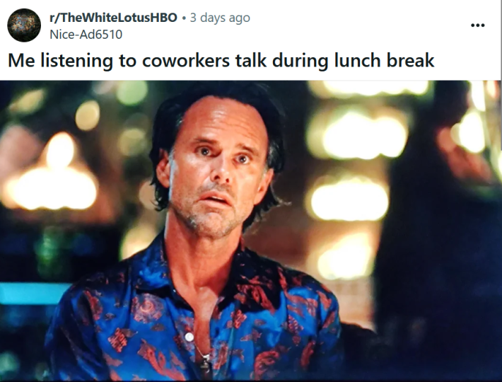 Gagged Goggins meme about coworkers talking during your lunch break.