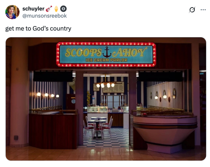 get me to gods country scoops ahoy stranger things