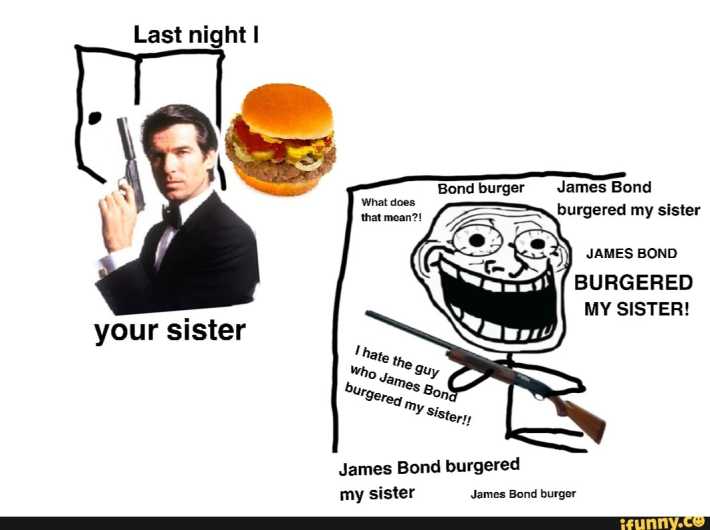 james bond burger meme