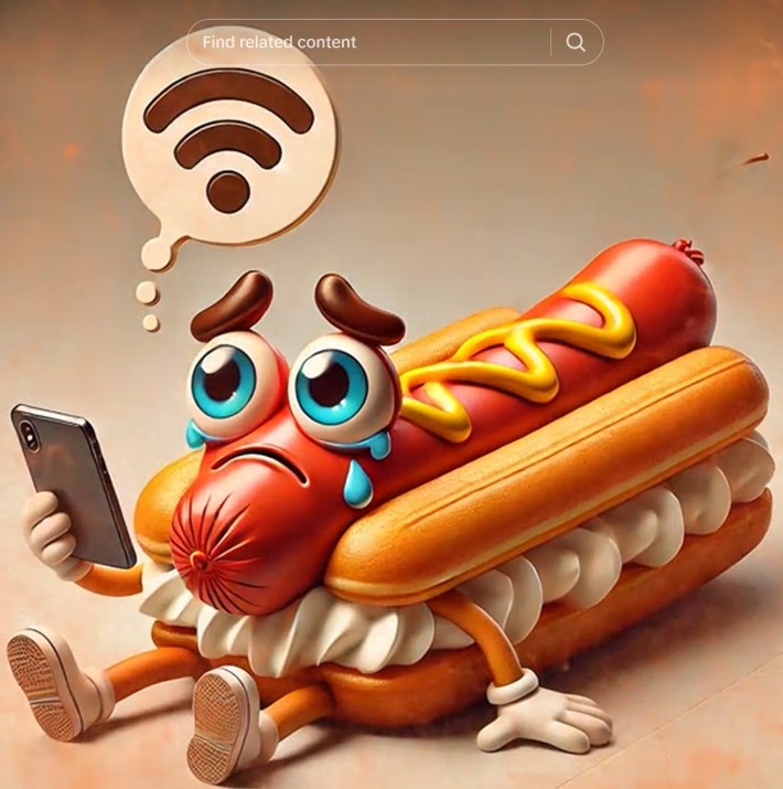 crying hot dog hotspot bro