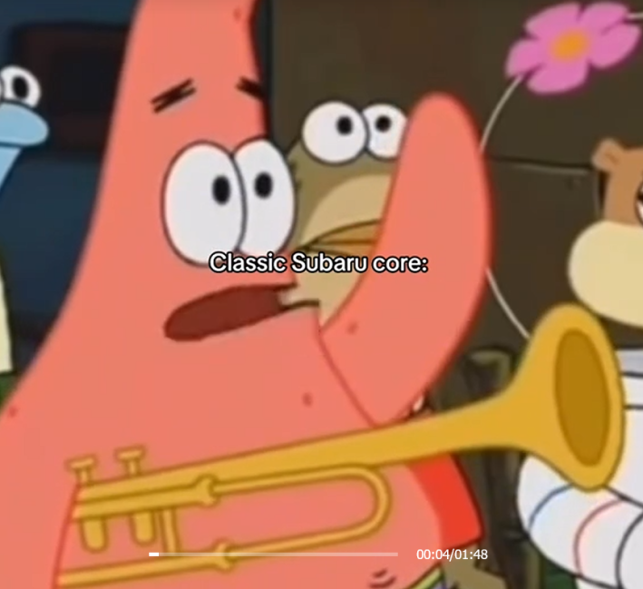 I Call Patrick Subaru meme showing Patrick holding a trumpet and raising his hand.