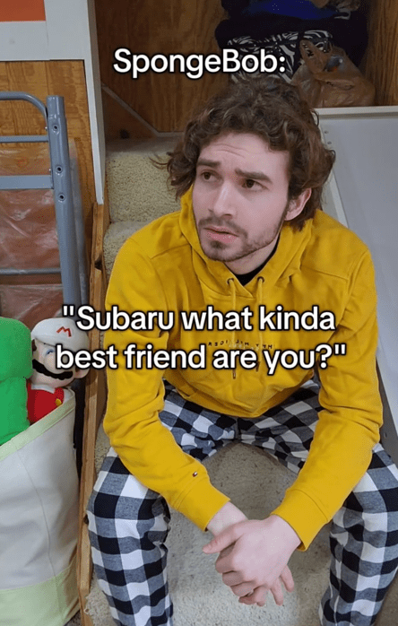I Call Patrick Subaru meme with a man sitting in a yellow hoodie.