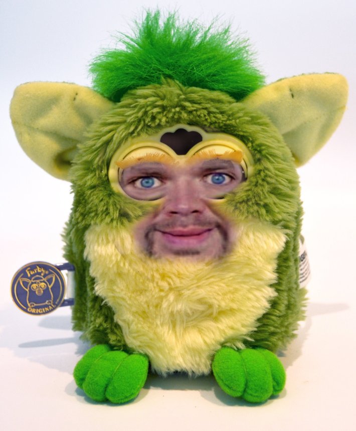 JD Vance Photoshop meme as a Furby.