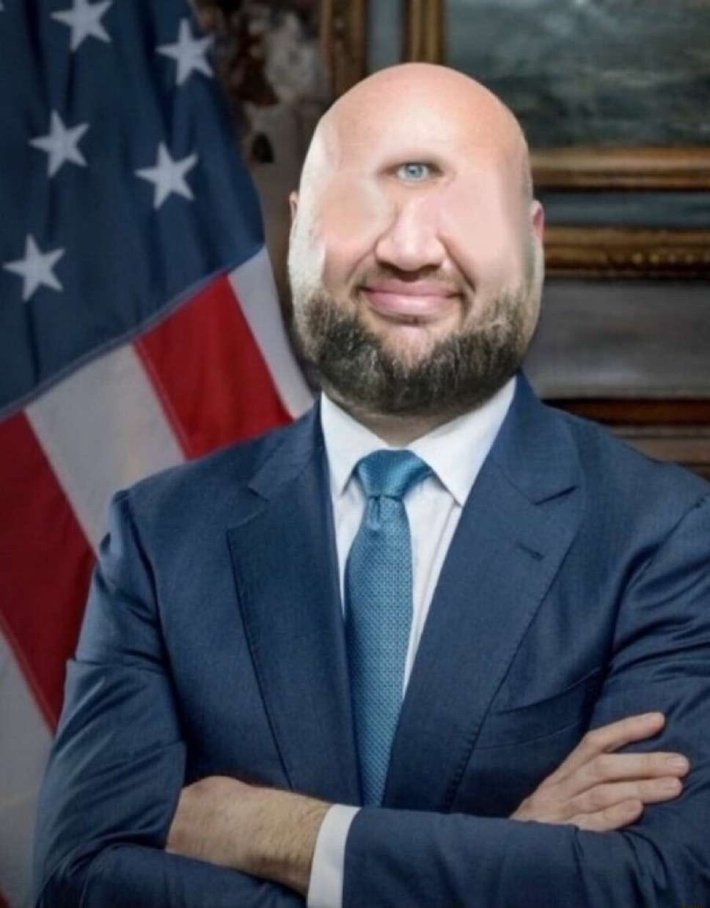 The US Vice President Photoshopped as a cyclops.