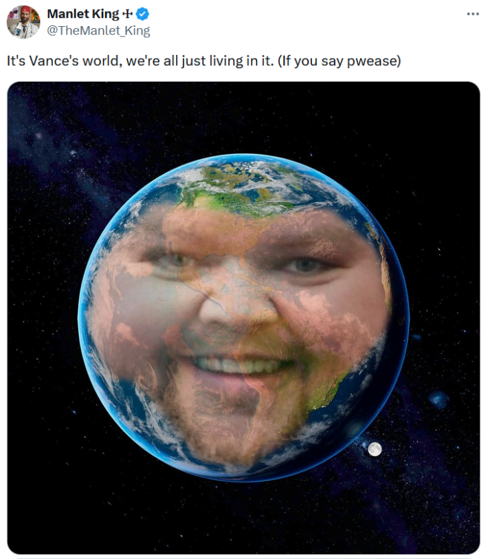 The Vice President's face superimposed over an image of the Earth.