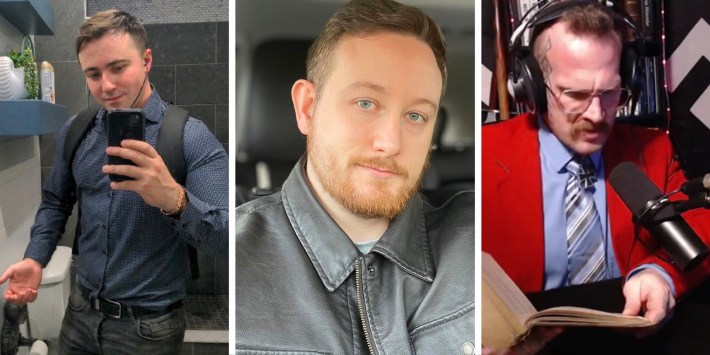 3 panel image: 3 people.