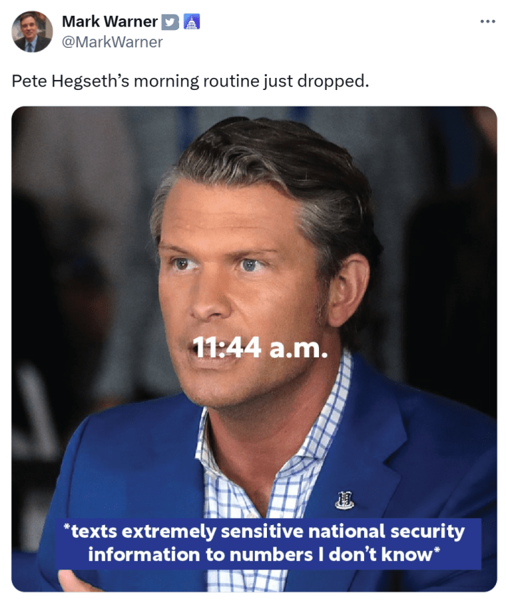 SignalGate meme, text reads, "Pete Hegseth’s morning routine just dropped."