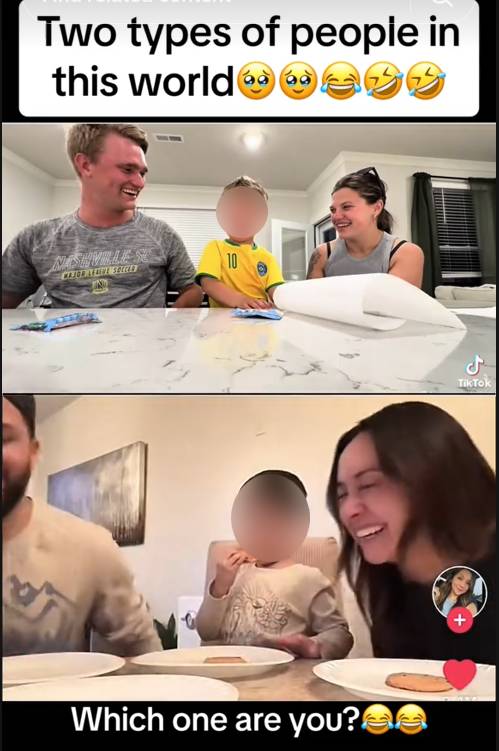 Cookie share prank TikTok video showing two of these videos with different results.