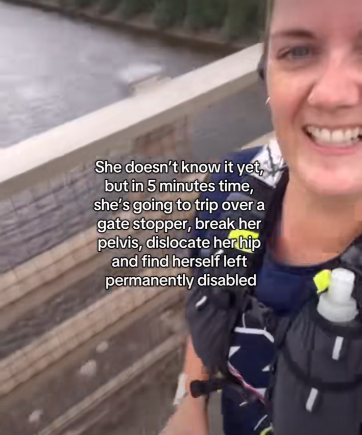 ‘She Doesn't Know It Yet’ TikTok trend of a laughing woman that says, "She doesn't know it yet but in 5 minutes time, she's going to trip over a gate stopper, break her pelvis, dislocate her hip and find herself left permanently disabled."