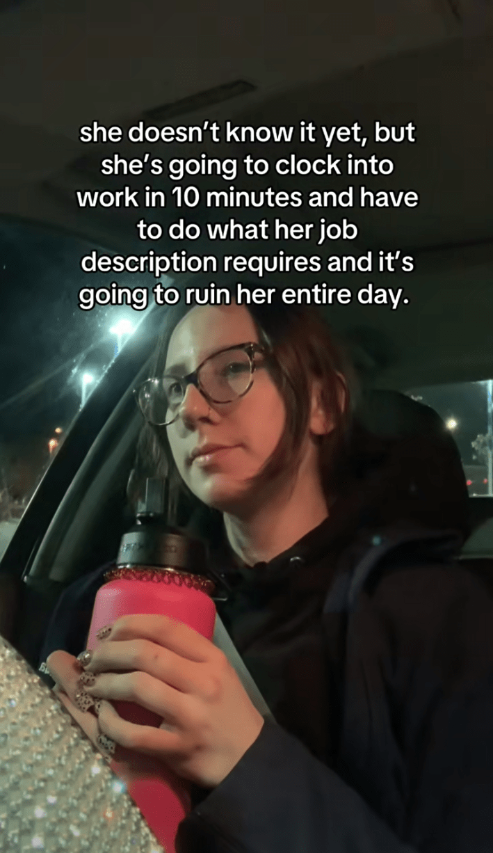 ‘She Doesn't Know It Yet’ TikTok trend of a laughing woman that says, "she doesn't know it yet, but she's going to clock into work in 10 minutes and have to do what her job description requires and it's going to ruin her entire day."