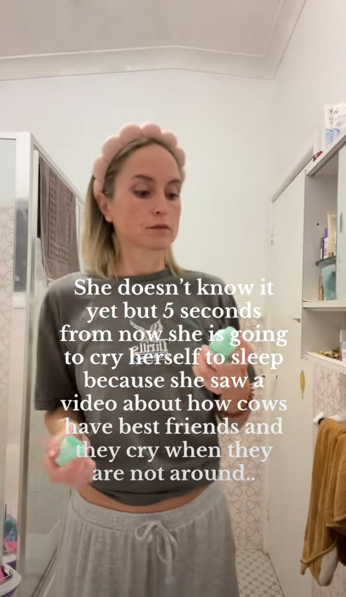 ‘She Doesn't Know It Yet’ TikTok trend of a laughing woman that says, "she doesn't know it yet but 5 seconds from now she is going to cry herself to sleep because she saw a video about how cows have best friends and they cry when they are not around..."