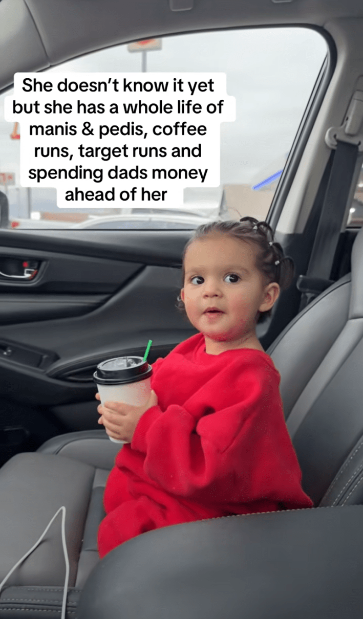 ‘She Doesn't Know It Yet’ TikTok trend of a laughing woman that says, "she doesn't know it yet but she has a whole life of manis & pedis, coffee runs, target runs and spending dads money ahead of her."