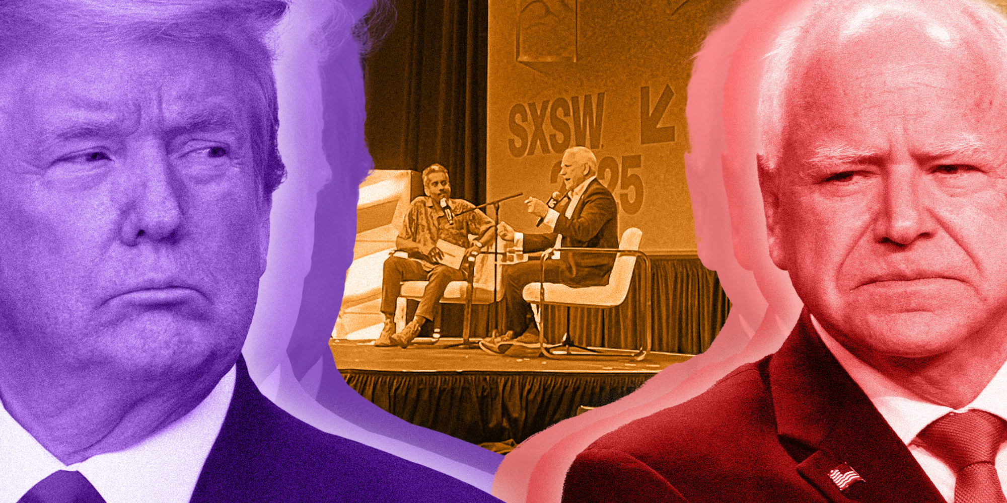 Donald Trump and Tim Walz with SXSW photo