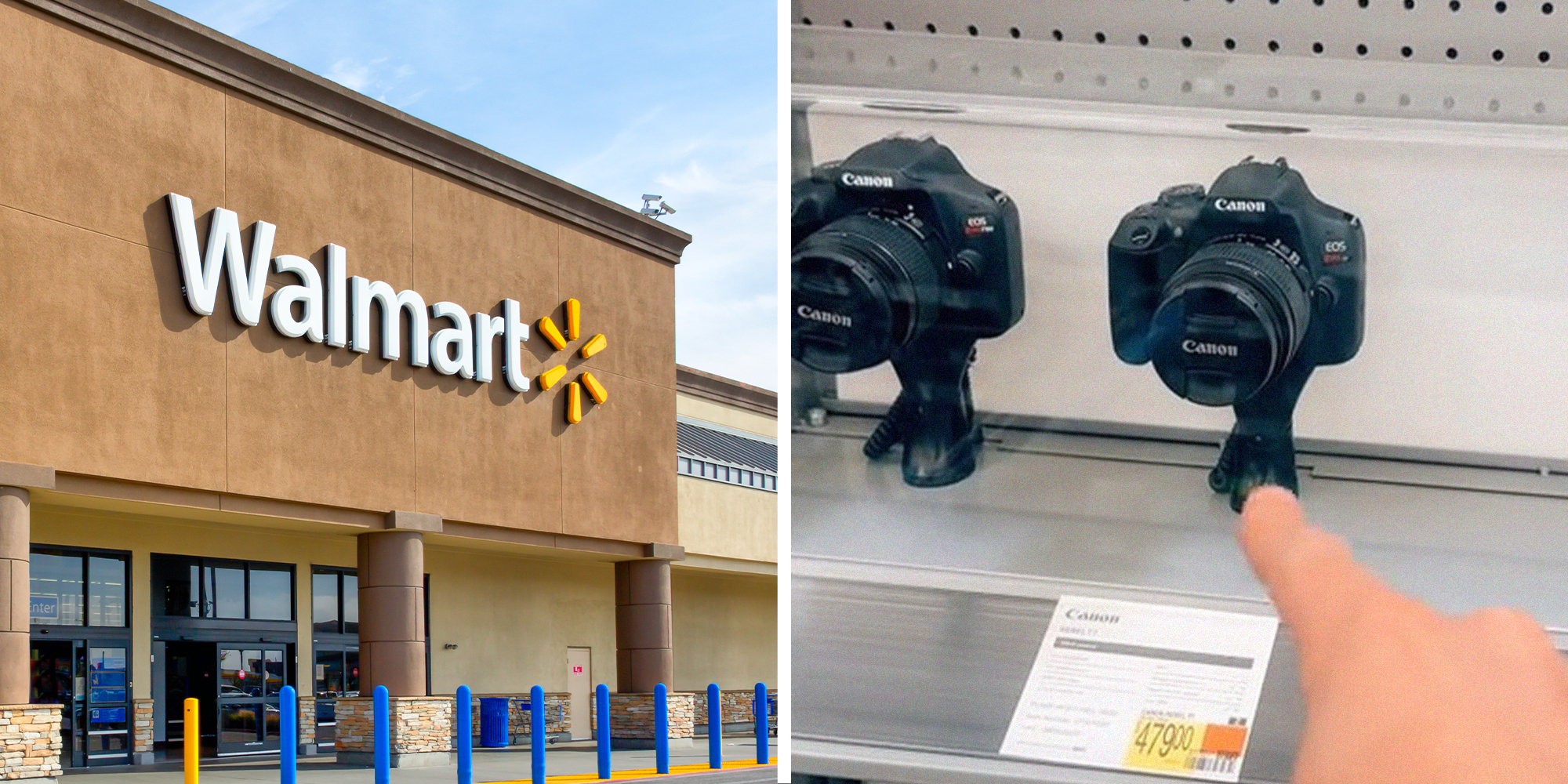 Walmart Store Front(l) Pointing at Canon Camera(r)