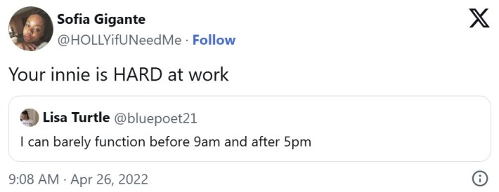 "Your innie is HARD at work"