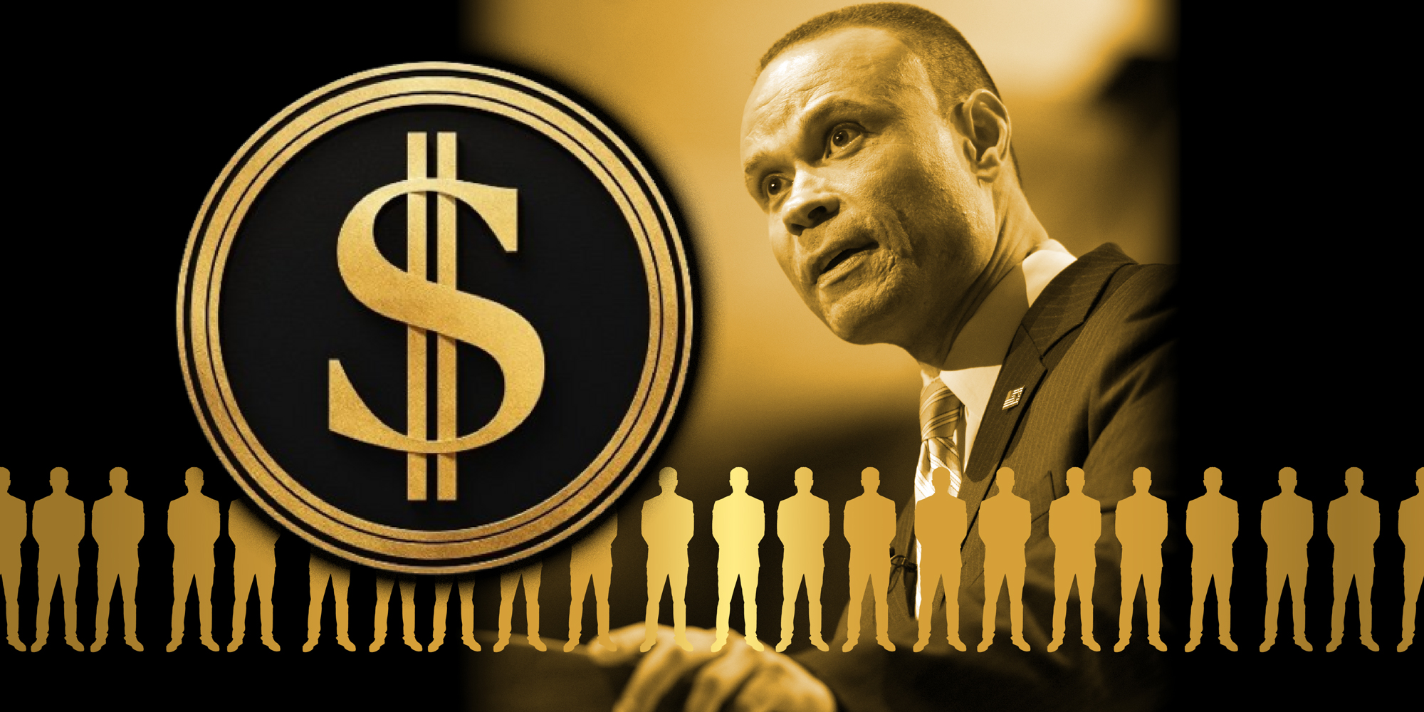 Photo collage image of Dan Bongino and the DOGE logo.