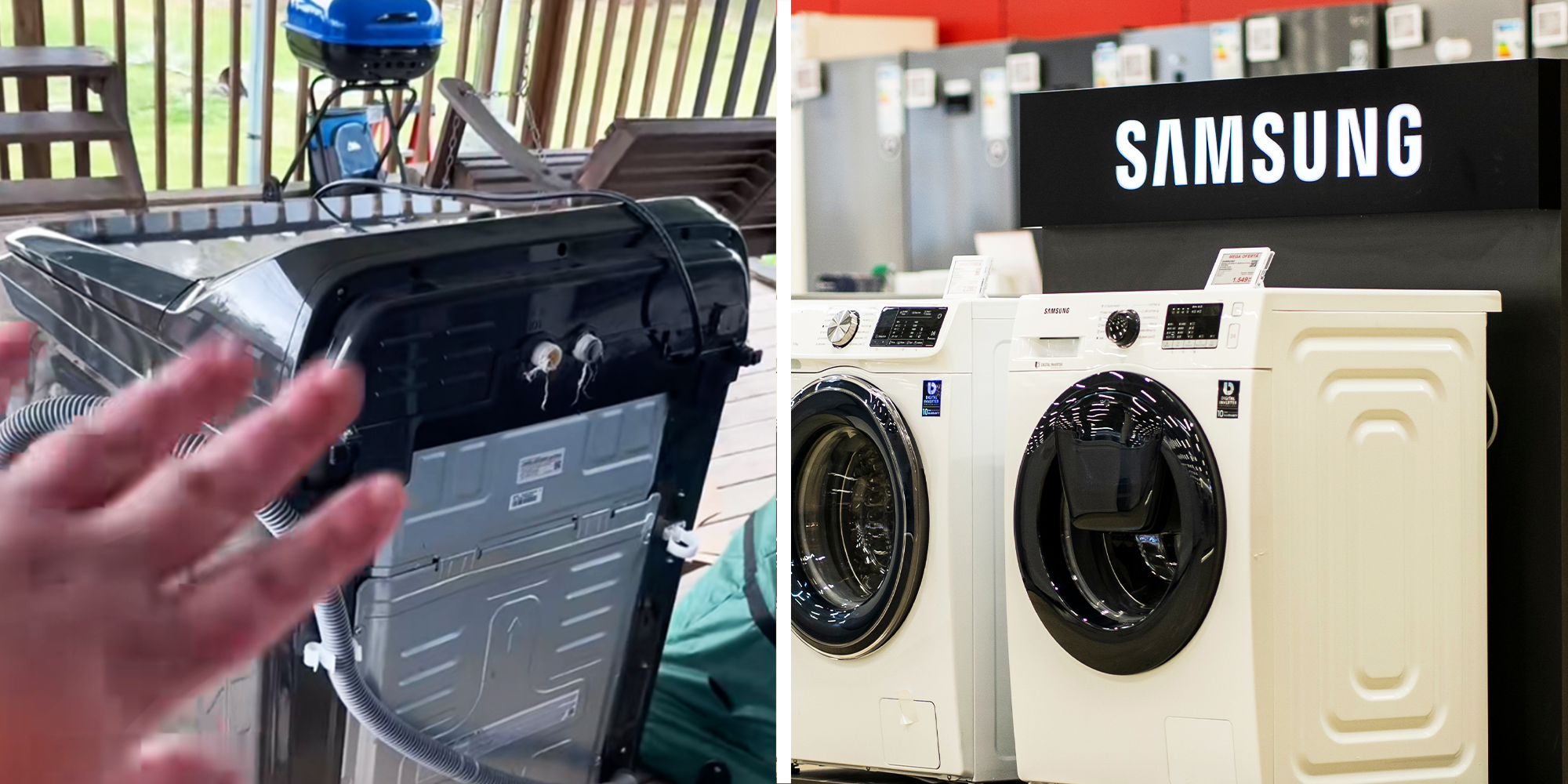 Women replaces fancy Samsung washing machine due to consistent shaking, with cheaper alternative