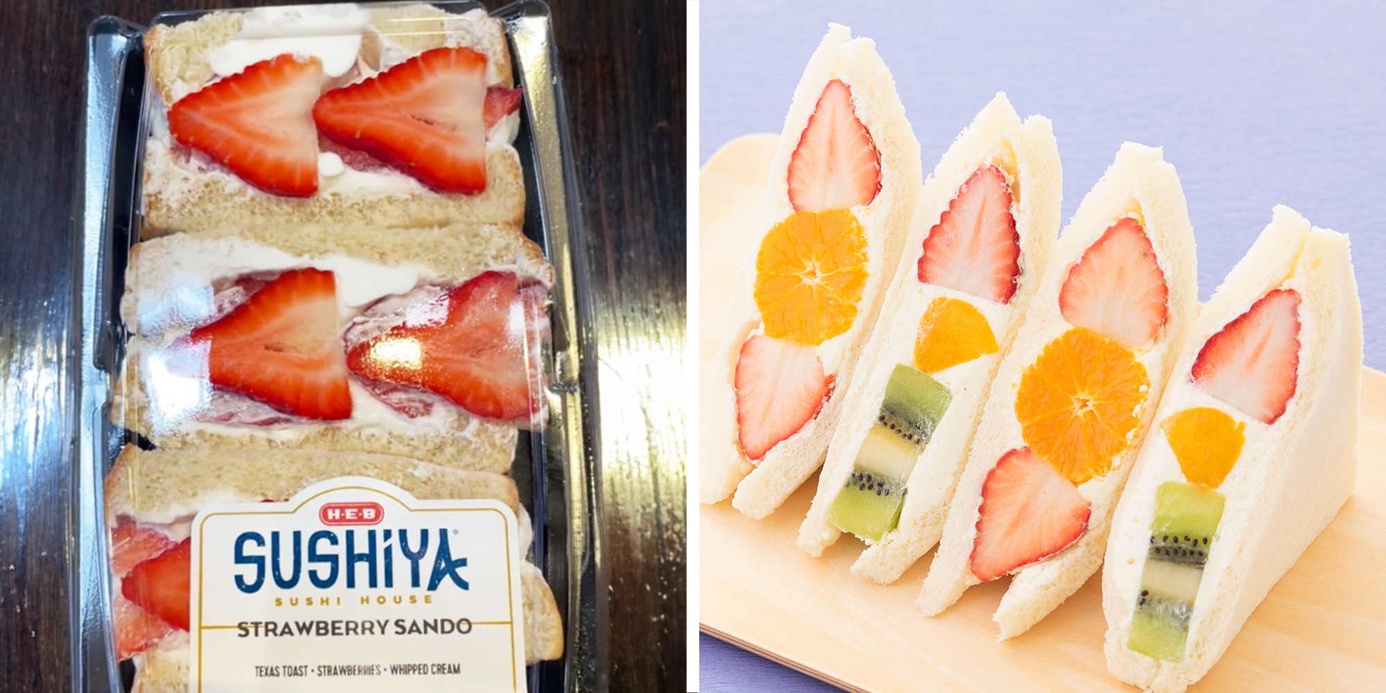 HEB Strawberry Sando, and Original Japanese fruit sando